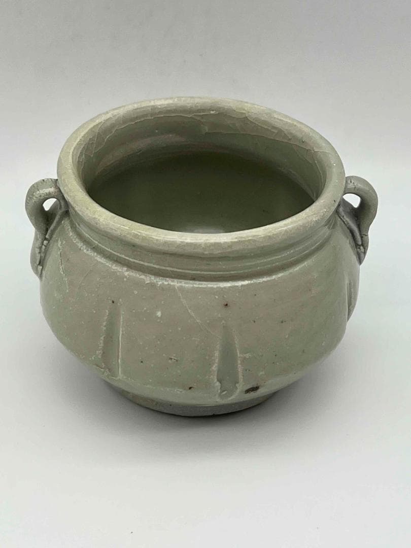 宋時代　定窯　白磁瓜形双耳壺　茶入　茶道具　水指　水差し 唐物(F-51)