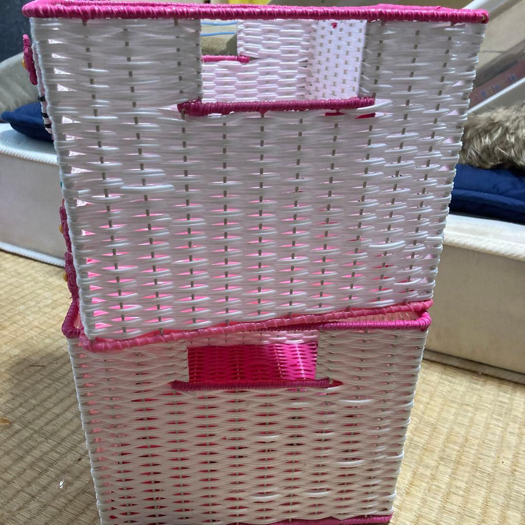 美品　激レア　キティ　ビニール編み　収納ケース　2点