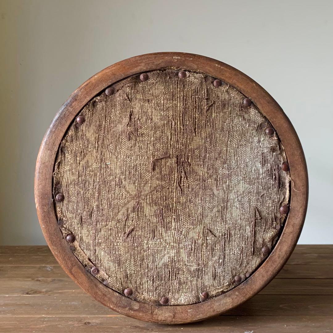 木製 丸椅子 布張 古道具 アンティーク