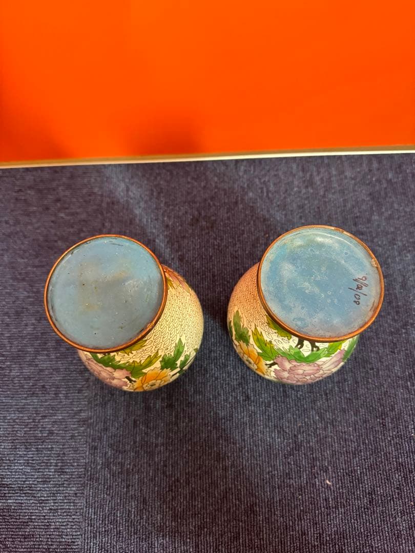 1850  七宝焼　景泰藍　花瓶2客