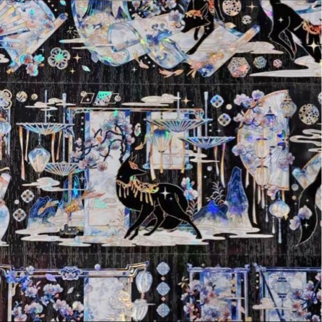 贝壳光 与狐说·夏兰 7.5cm×5m 半端巻き　和柄　キツネ