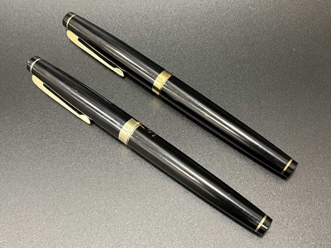 【ペン先18K】PLATINUM万年筆 太字2点セットブラック/ゴールド