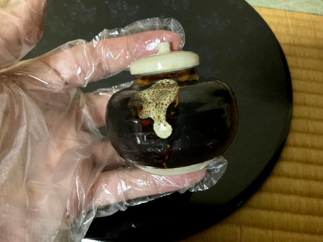 赤膚焼　二代目 小川二楽作　茶入　文琳　肩衝