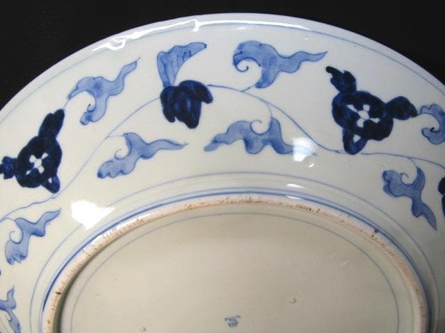 古伊万里大皿　金彩色絵　櫻花尽　見込花篭 鷺　冨貴長春 径46cm 江戸後期