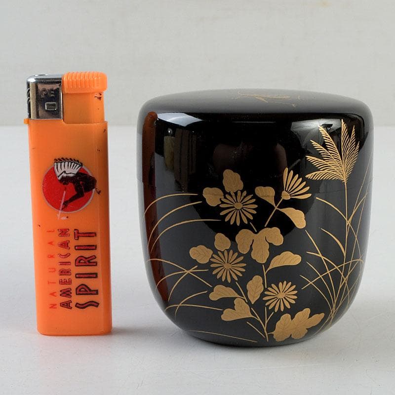 茶道具　長谷川恵史作　螺鈿装飾　鈴虫蒔絵　棗　共箱　V　9349