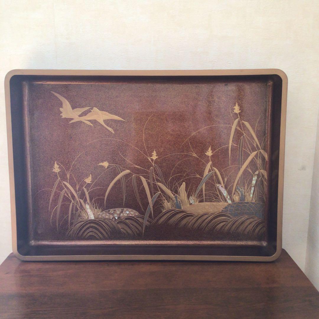 時代漆器　廣蓋　広蓋　骨董　蒔絵　螺鈿　昭和3年　共箱あり　アンティーク