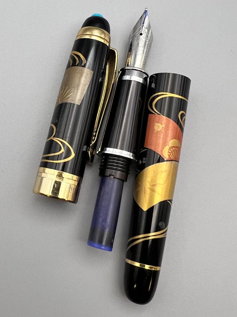 万年筆　蒔絵　龍虎　波鳥図　螺鈿装飾　3本セット