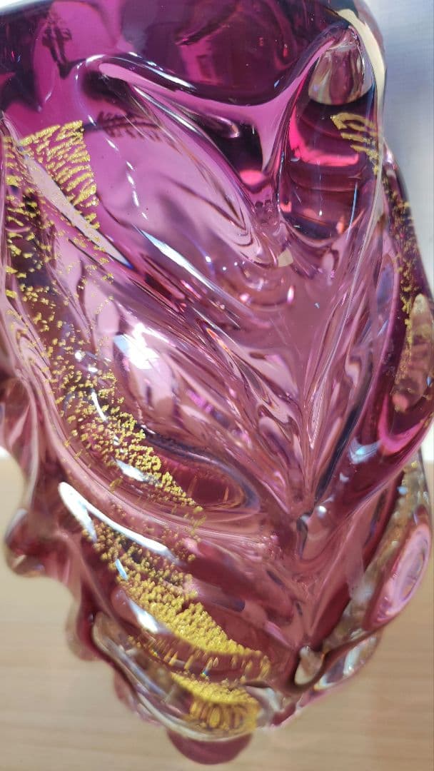 値下げ中！！　紫と金のガラス瓶　異国情緒溢れるファンタジーグラス　骨董　アート