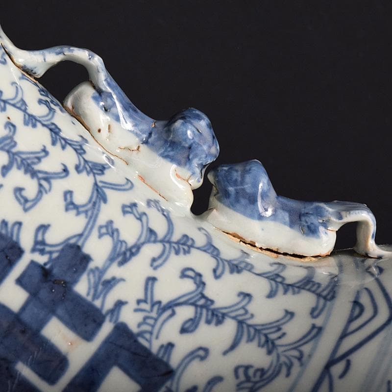 中国　青花　喜字文雙耳瓶　高さ約42.5㎝　V　R7762B