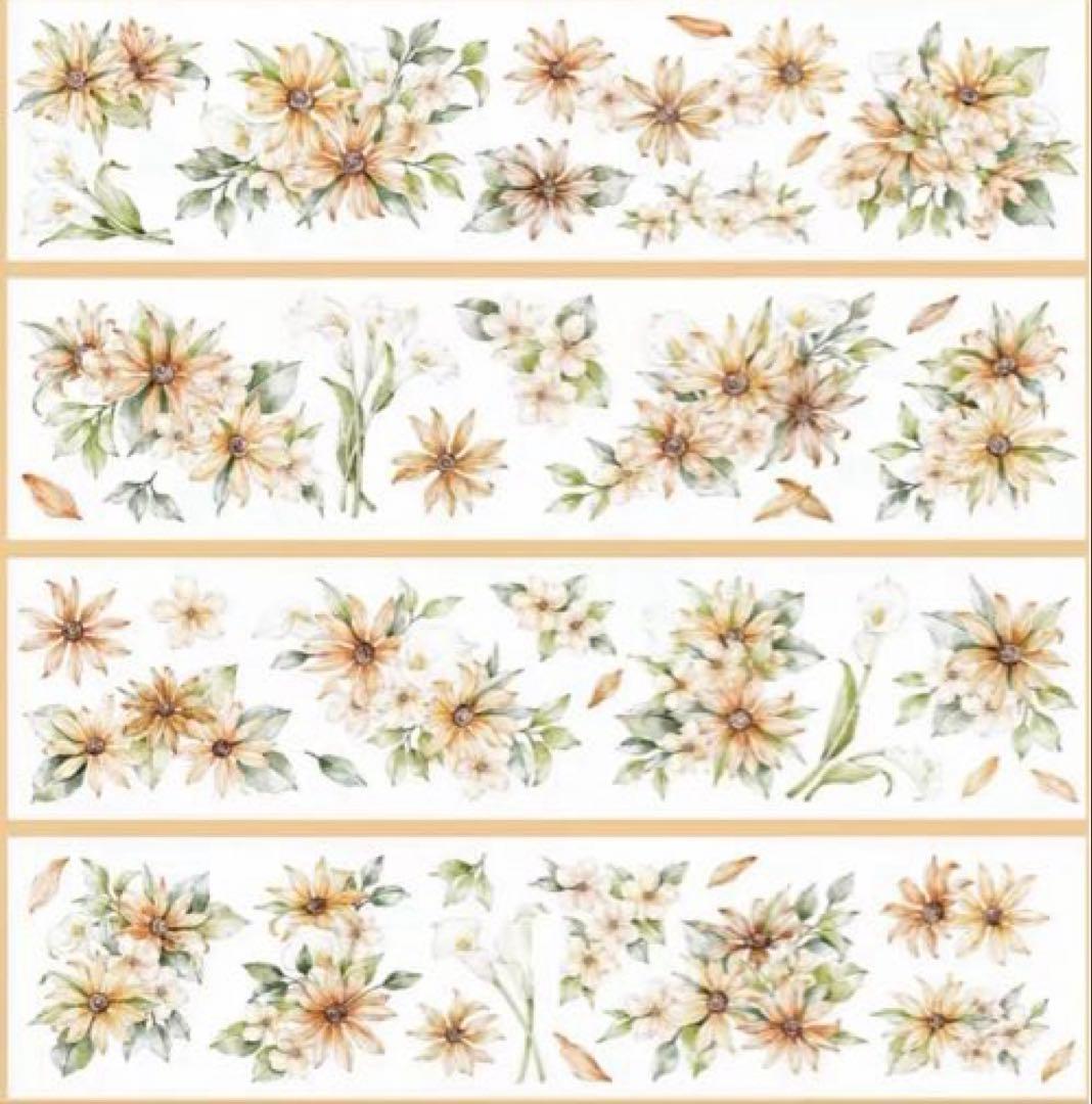 贝壳光 微光 ダイカット加工 6cm×5m海外マスキングテープ　海外マステ　花