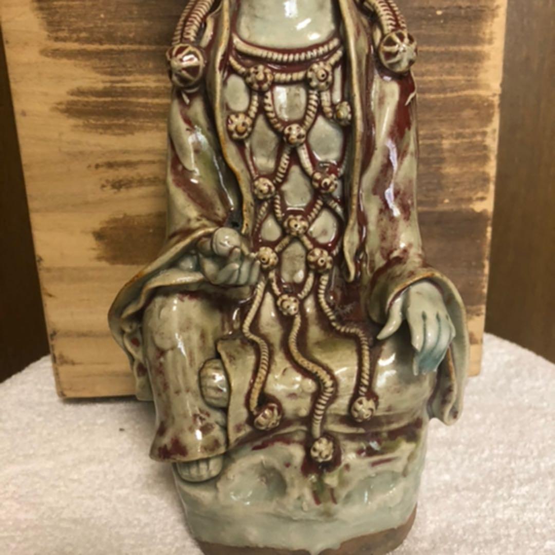 仏教美術　清代　辰砂座仏像　中国美術