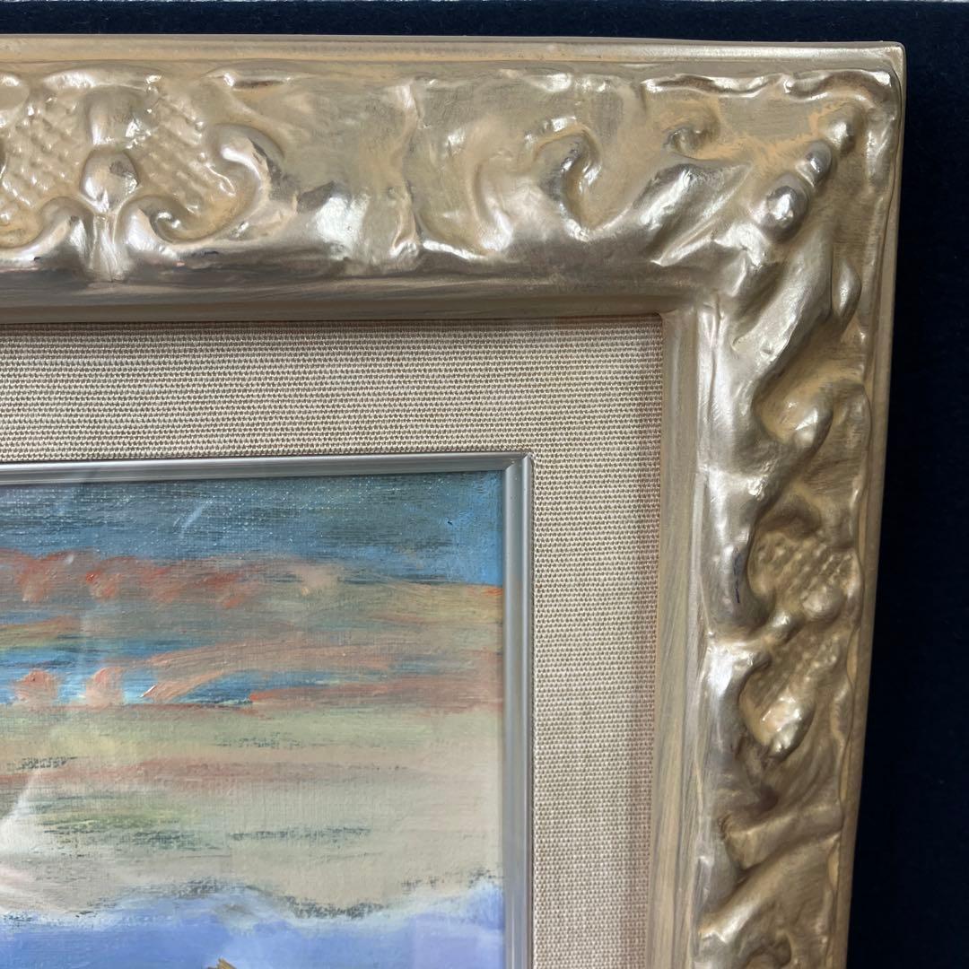 油彩　垣内カツアキ　「アルプスを望む秋の山村　F10」