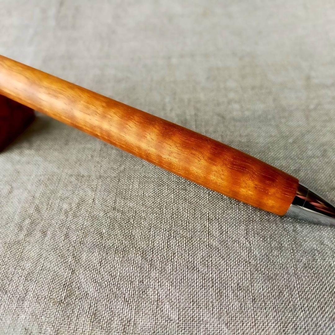 金色楠木　ハンドメイド　木軸シャープペン　0.5mm　天然木　シルバー　幻の木