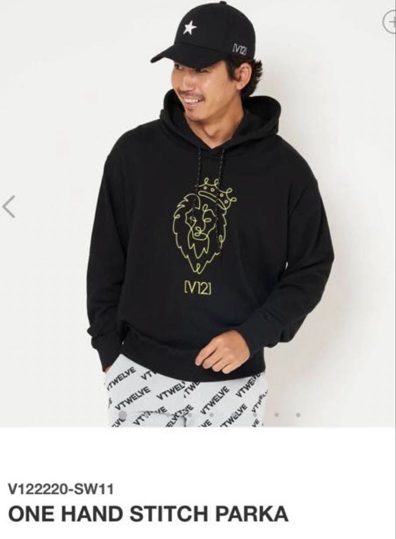新品正規品【V12/L】ONE HAND LIONデザインパーカースウェット