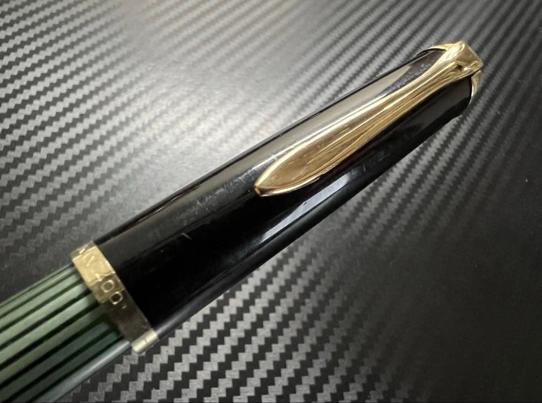 未使用に近い ペリカン 400NN M&K 万年筆 緑縞 M 中字