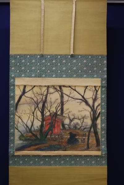 不詳/作者不詳/神社/祠図/布袋屋掛軸HBー772