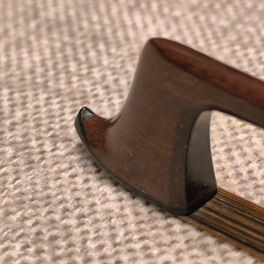 【調整済】オールドバイオリン弓 4/4 オープンフロッグ 黒茶馬毛