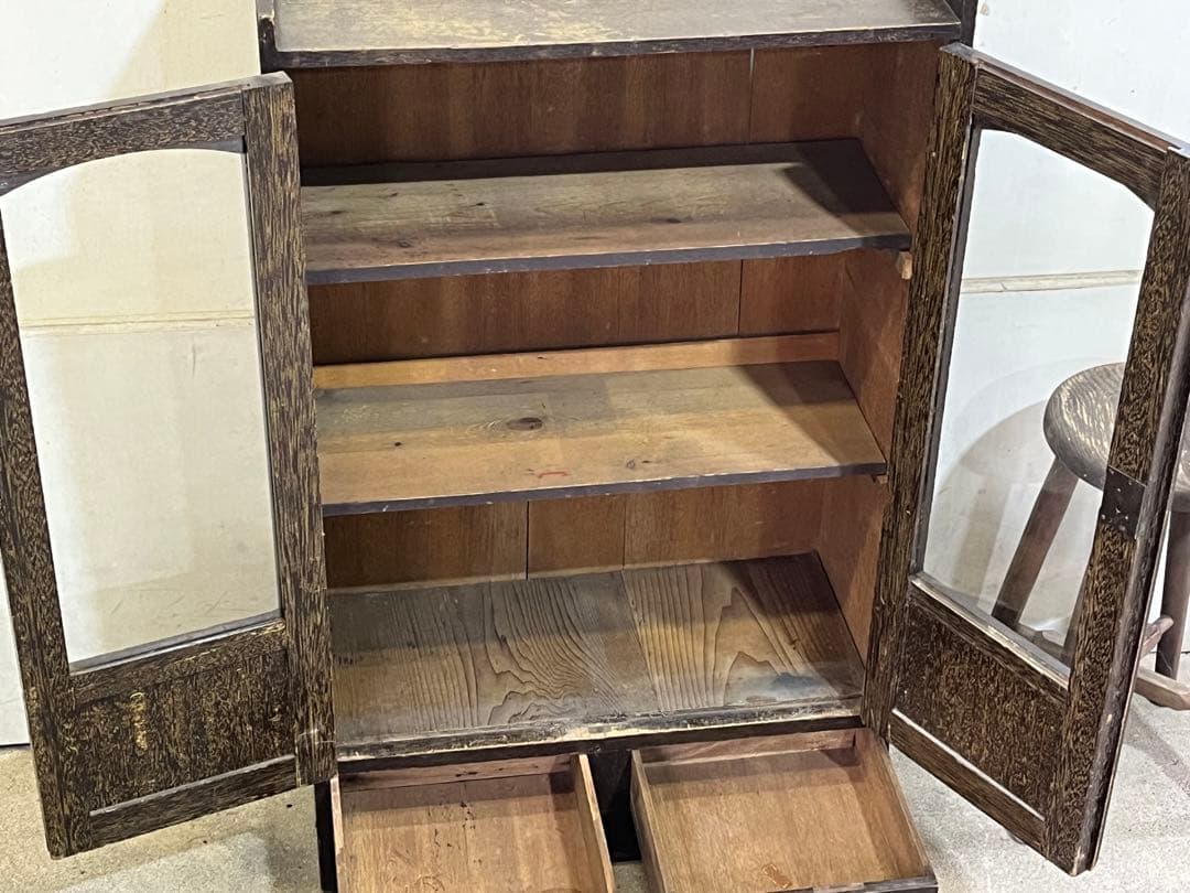 A*K様 アンティーク木製キャビネット ダークブラウン ガラス扉