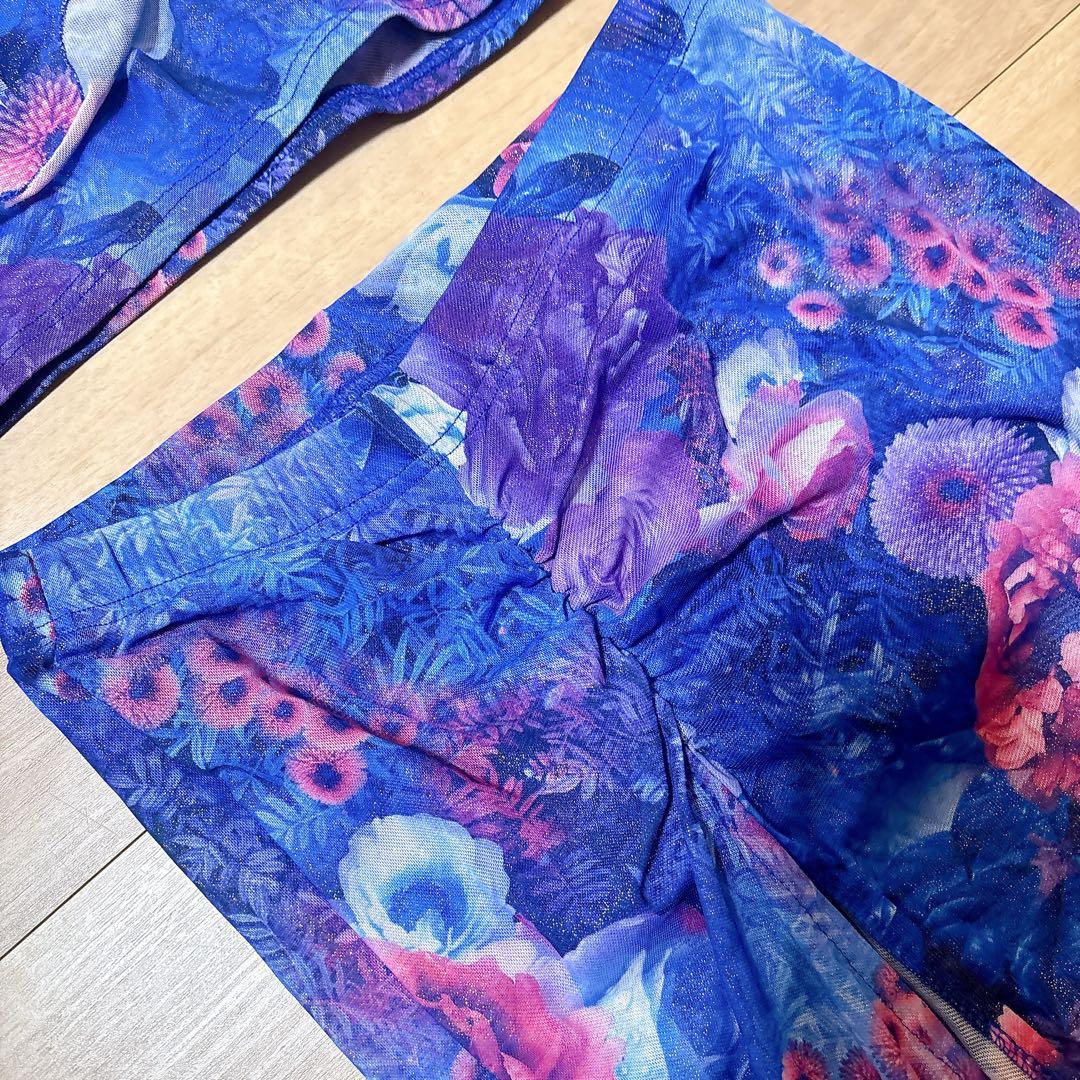 新品　ベリーダンス フラワープリント シフォン 上下セット