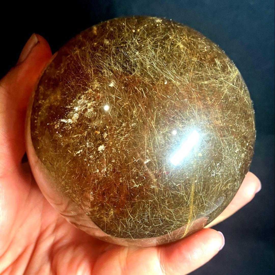 超特大　84mm ゴールドルチルクォーツ　金針水晶　パワーストーン