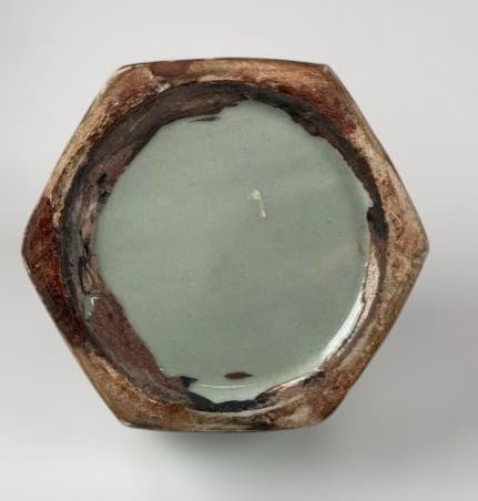 旧家整理品　李朝　時代物　染付花鳥文面取花瓶　青花　朝鮮古陶磁　高さ22cm