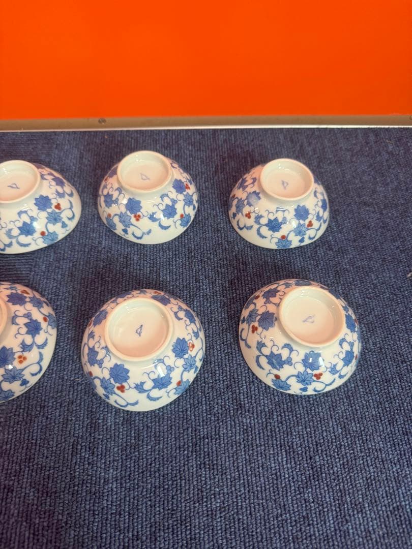 1700 深川製磁　花柄小鉢　8客　8cm 金彩