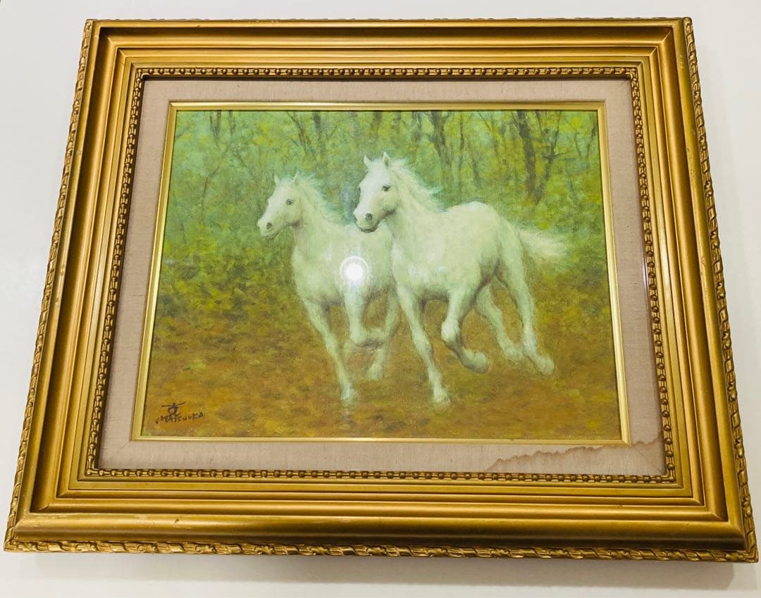 松岡克 【白馬】肉筆 油彩 直筆サイン 孤高の画家 渾身の傑作 洋画家
