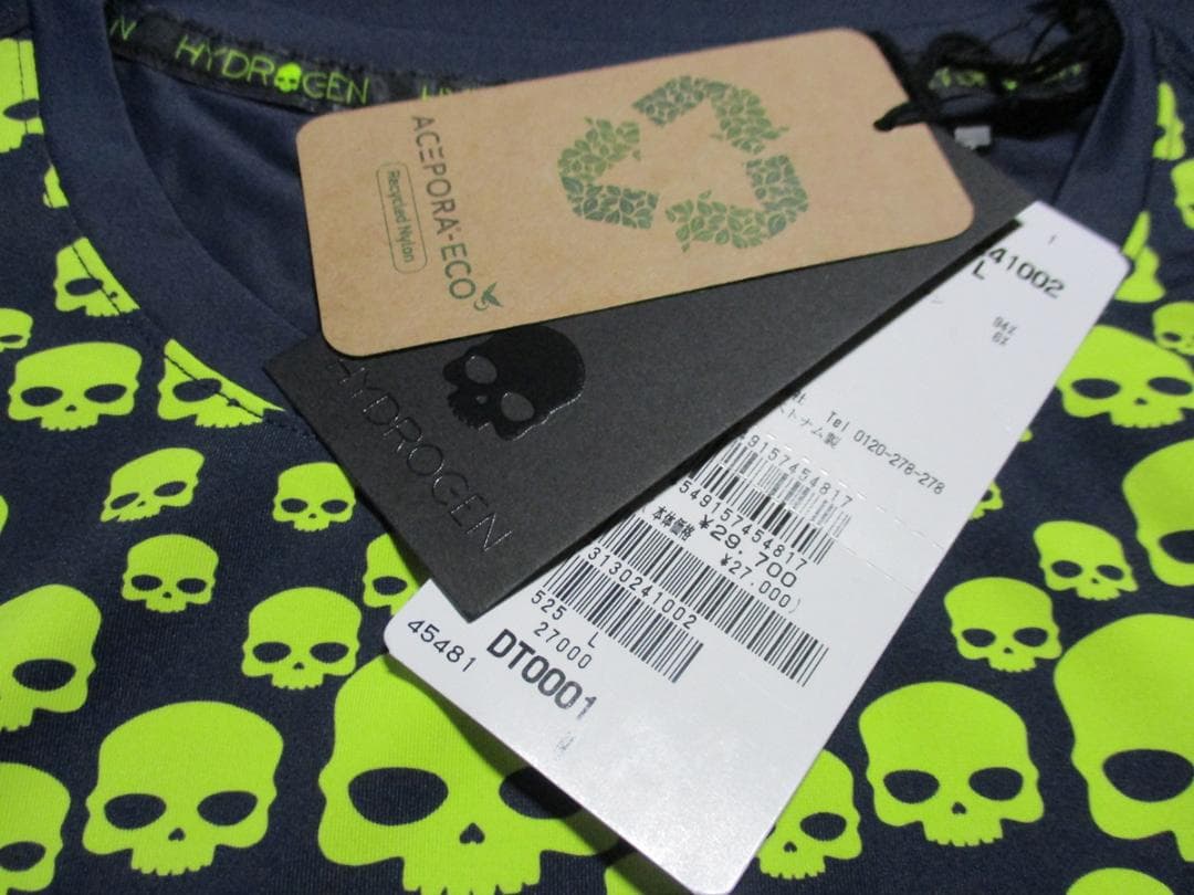 【ハイドロゲン・テニス】マルチアイコン・テックＴシャツ★L★ネイビー×イエロー