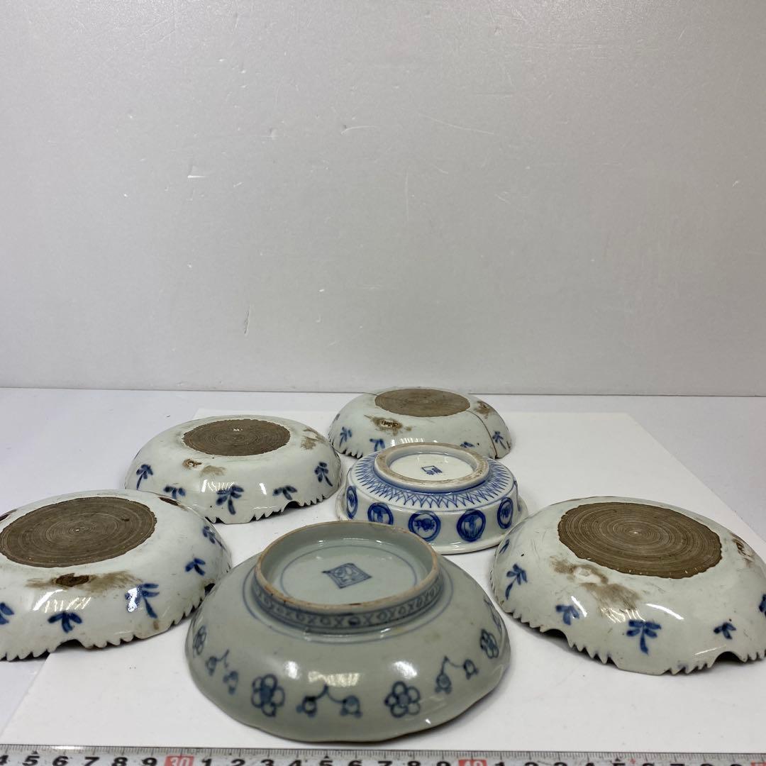 古伊万里　江戸中後期　染付皿6枚　タトヒサ　東さ7-0204①
