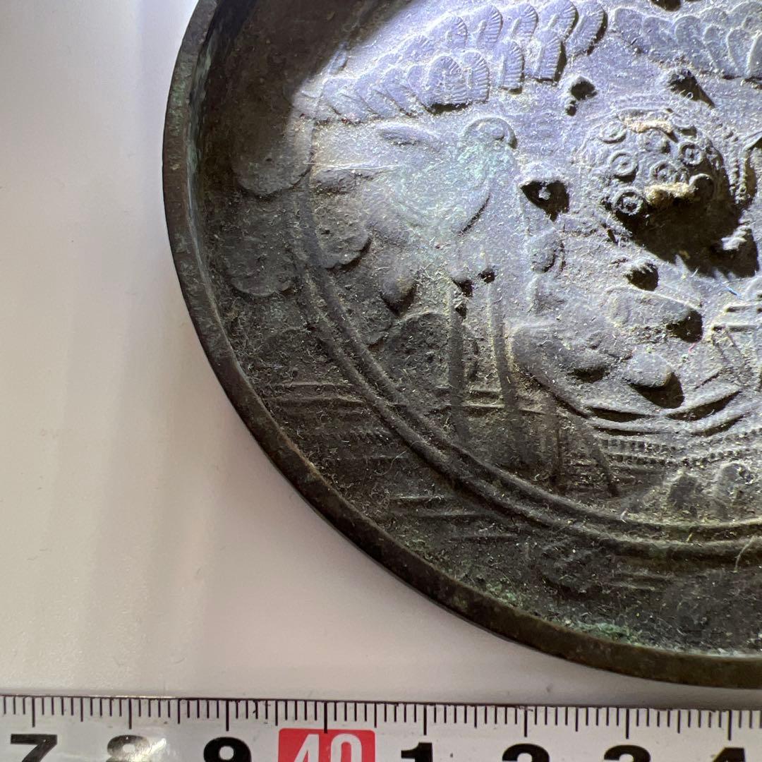 江戸時代　初期から中期　古銅古鏡　213g 直径11.5㎝　東Y7-0626①