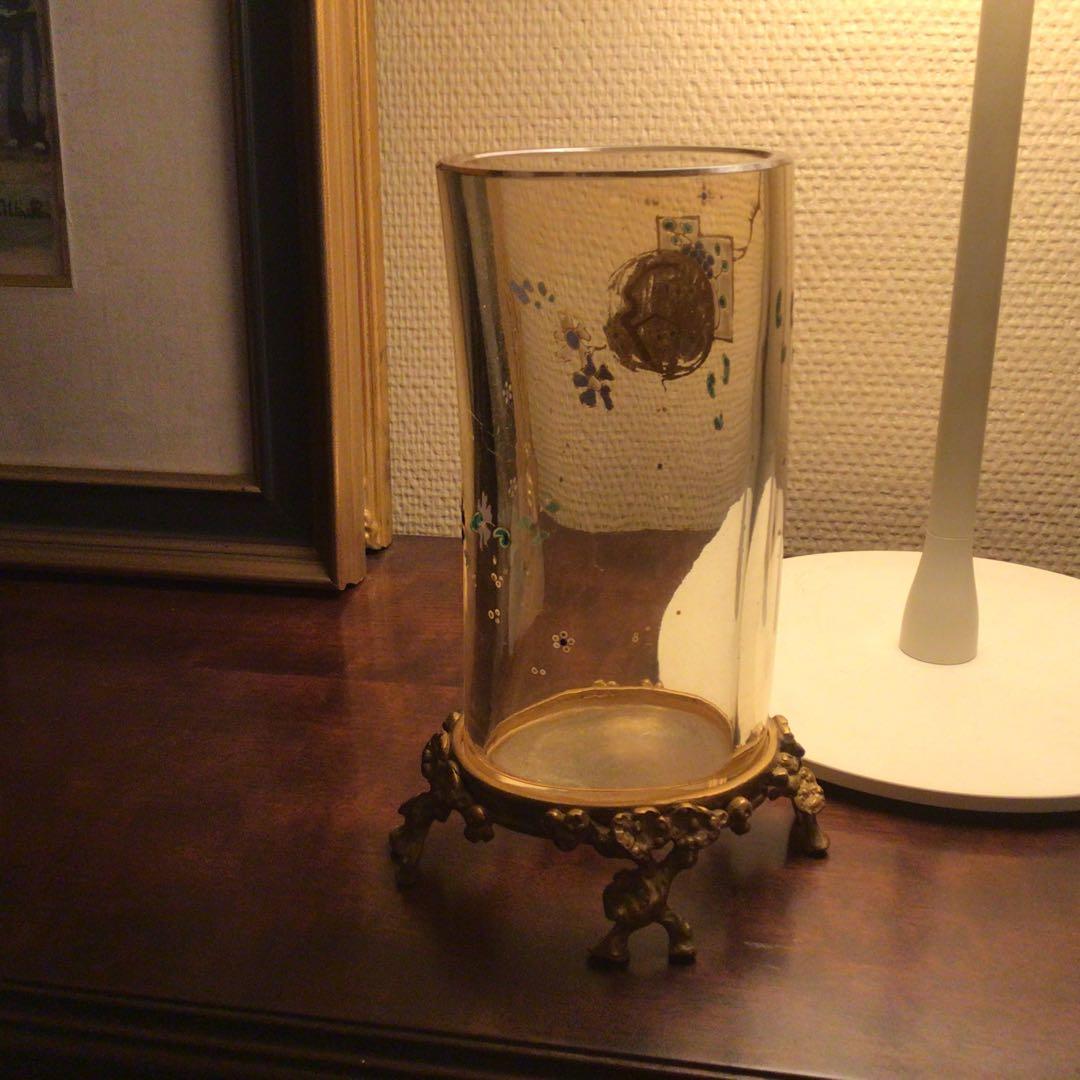 オールドバカラ　「象牙型花器」　ジャポニズムエナメル装飾　1890年頃