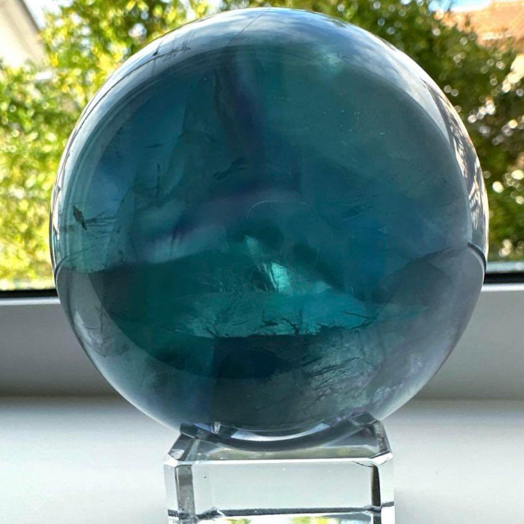 ブルーフローライト　スフィア　5.8㎝325g フローライト　マリンブルー