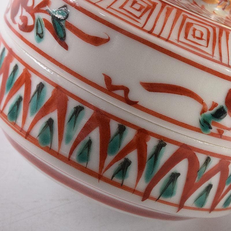 茶道具　京焼　平安　高野昭阿弥造　赤絵金彩　干支丑香合　共箱　V　8003