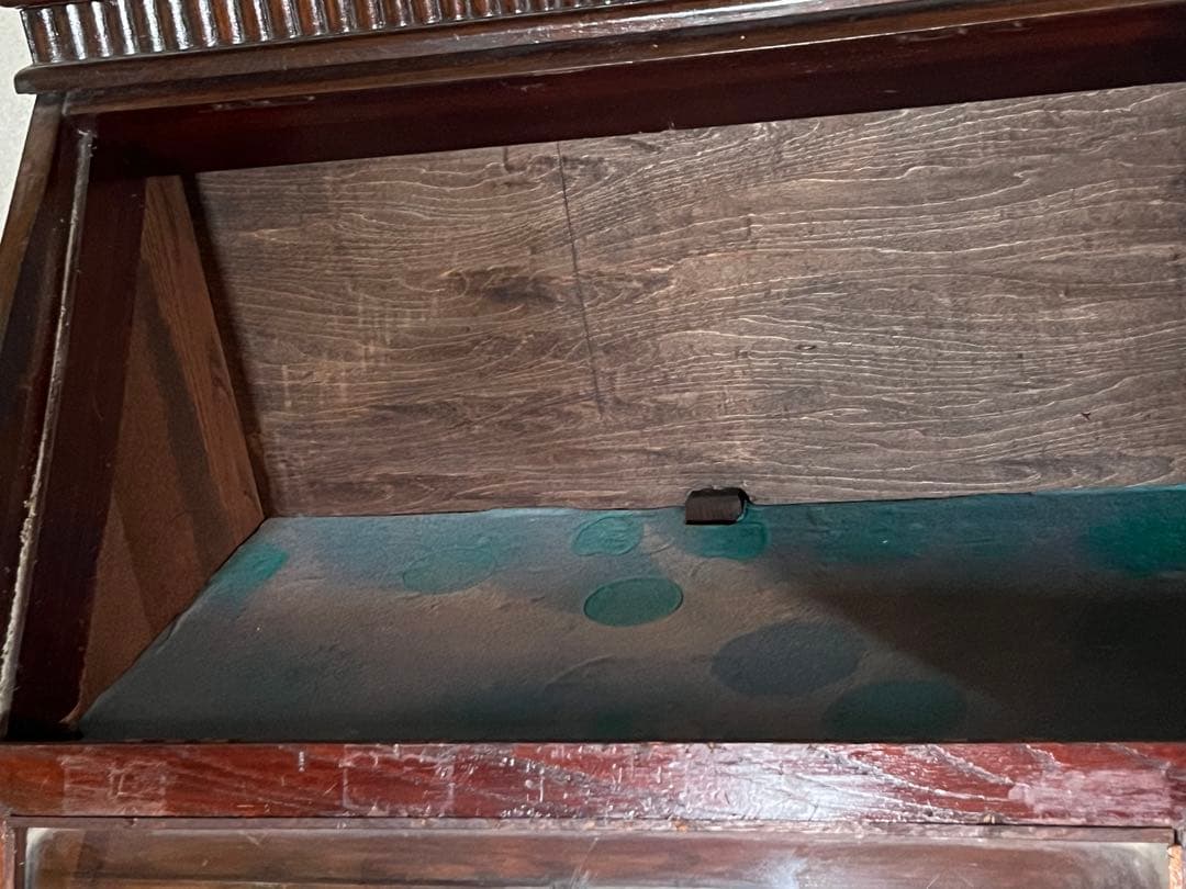 アンティーク ガラス扉 木製 飾り棚 眼鏡屋 ショーケース 骨董 キャビネット