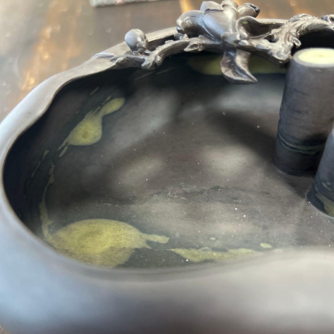 書道 硯 梅花坑水盂椿型　美術品　芸術品　骨董品　工芸品　最高級　逸品　中国美術