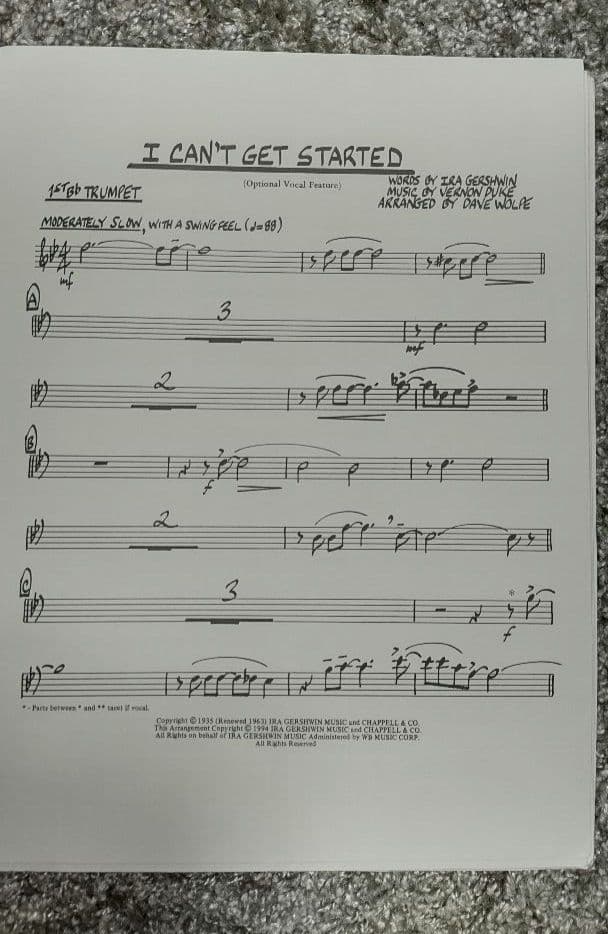 ボーカル フィーチャー　ビッグバンド譜面：I Can't Get Started