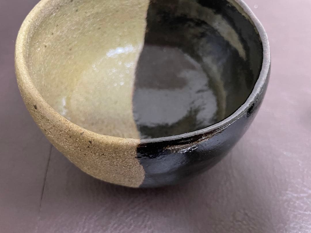 大樋年朗　掛分　黒茶盌　　共箱　共布　栞　大樋長左衛門　楽焼　黒楽　茶碗　茶道具
