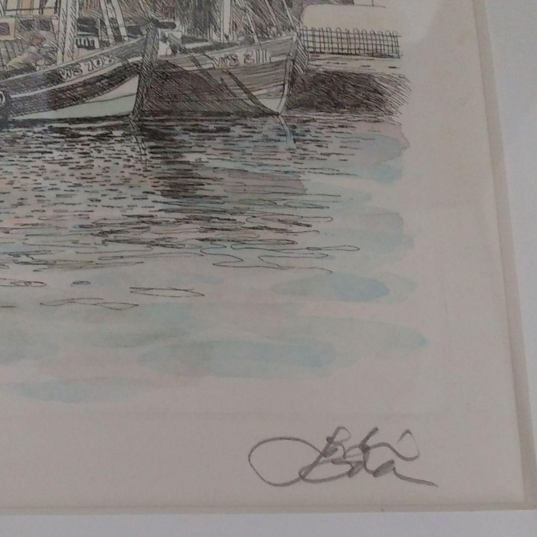 値引き中、織田義郎 絵画 94／100 ドイツ ビスマールの港 インテリア