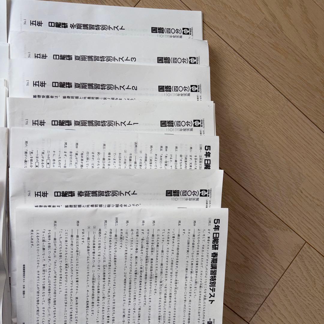 2023年　5年　日能研　テスト　学習力育成テスト　春、夏、冬講習テスト　1年分