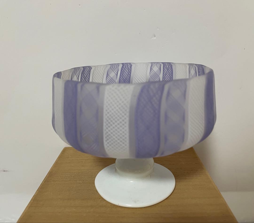 藤田喬平 手吹 ヴェニス 台钵・グラス 文化勲章受章 パープル