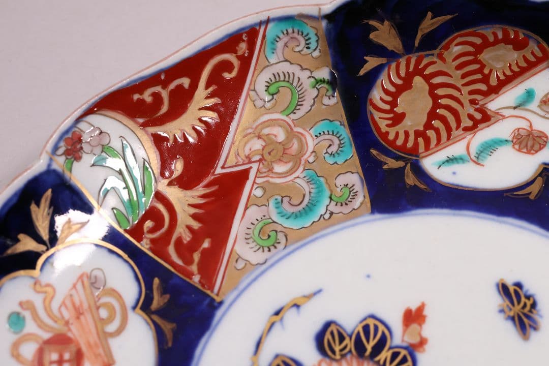 【CM119】古伊万里 色絵 中皿 2枚 盛皿 幅22.3cm 錦手 花鳥 草花