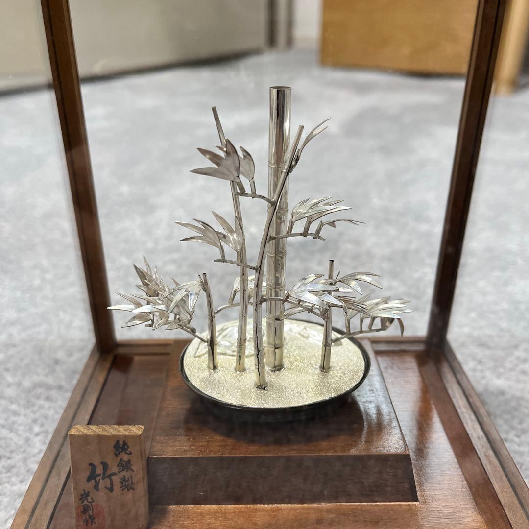 純銀製 銀工芸　ガラスケース付き　光則作