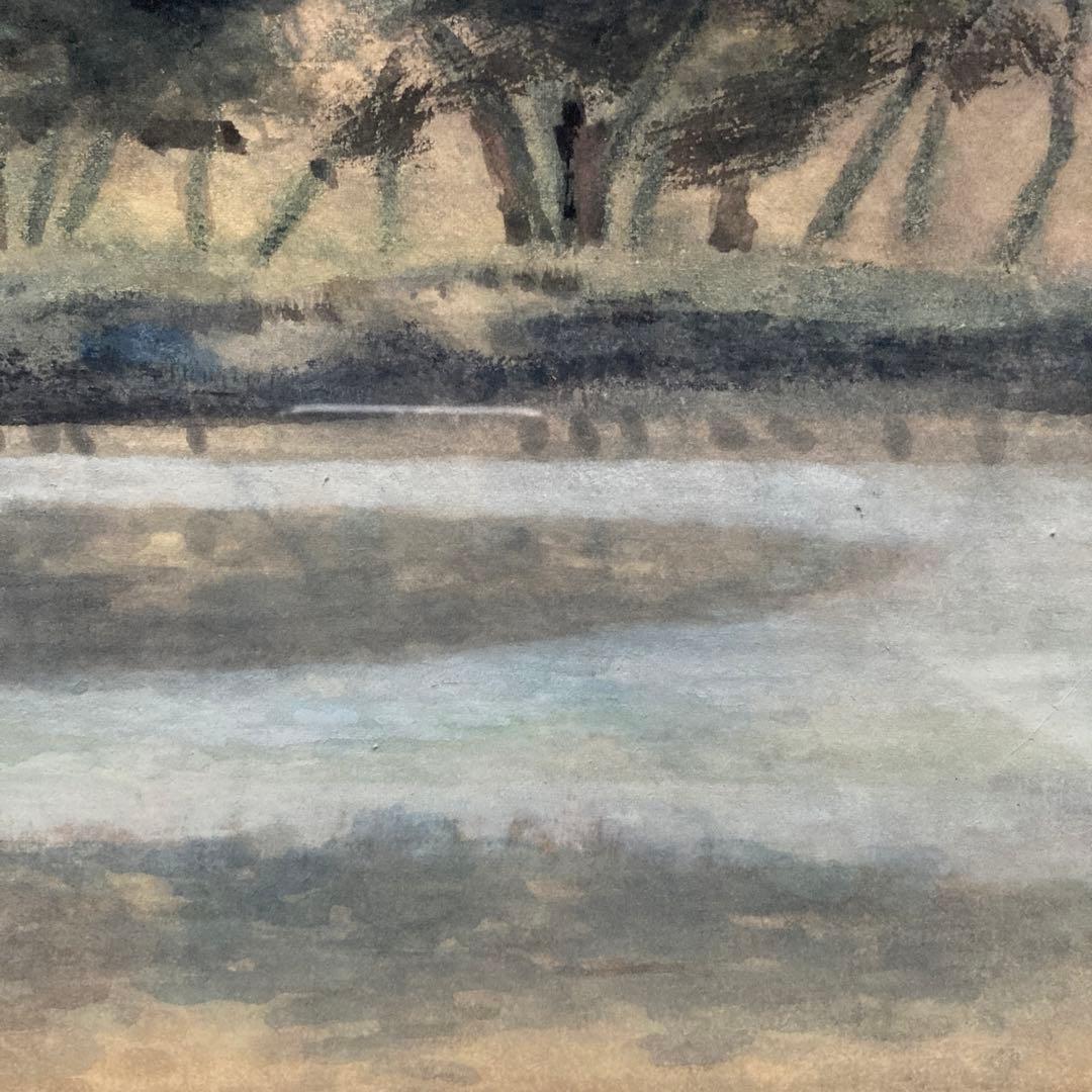 日本画 作者不詳(印あり) 風景画　額縁57×64絵37×44cm