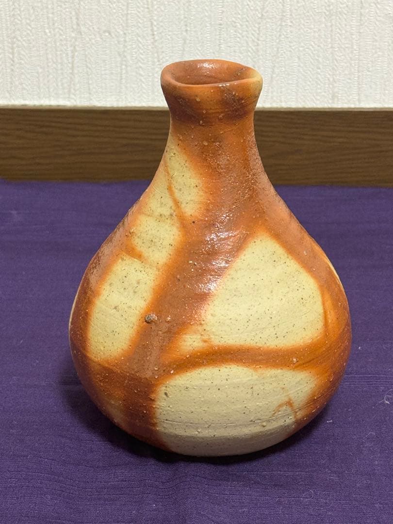 備前焼　金重道明　備前緋襷一輪花入