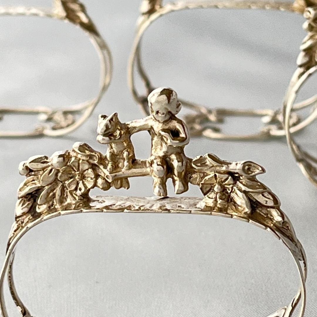 【ALBO】 天使と鳥 / 天童とリスのナプキンリング　6個【純銀】