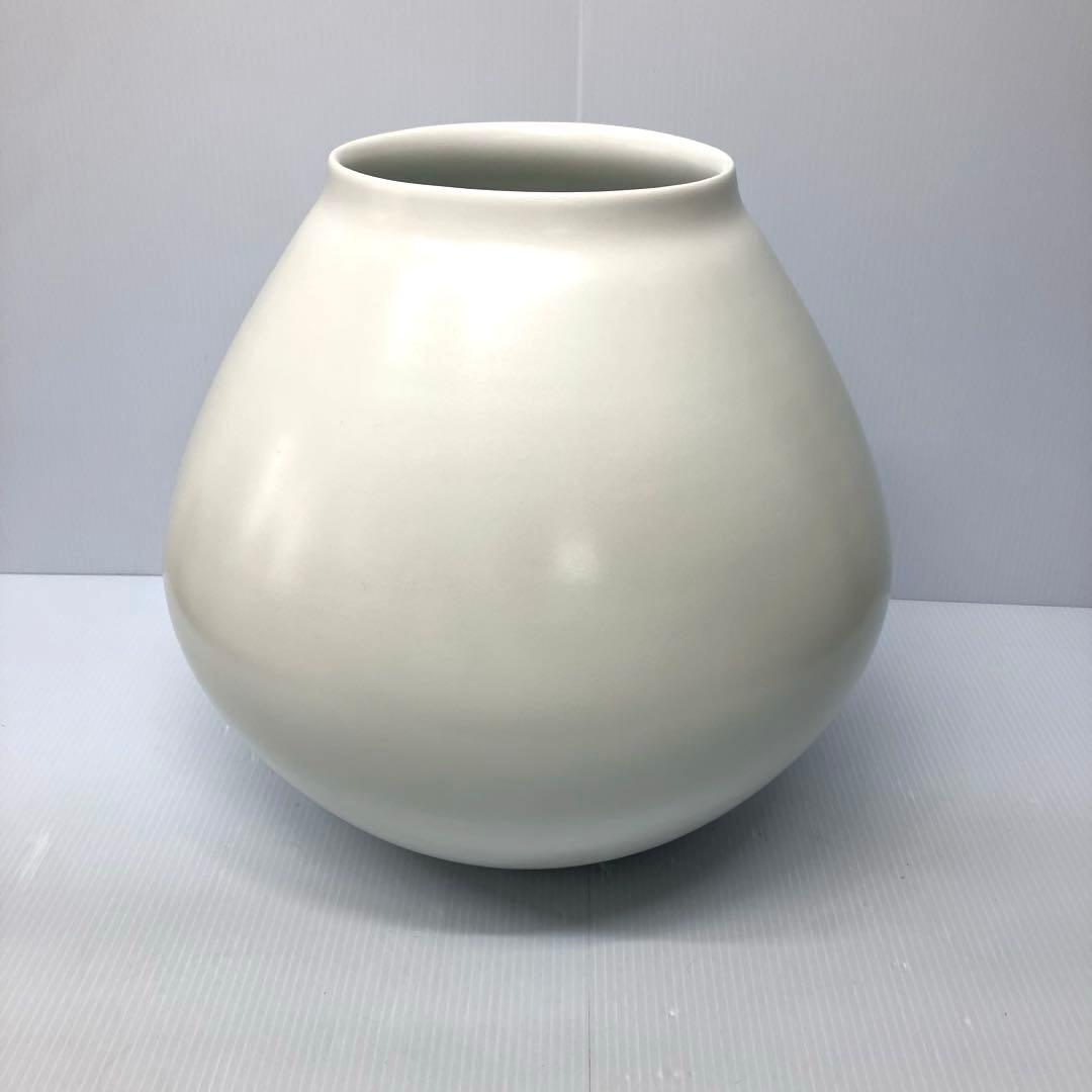 【人間国宝前田昭博作】壺　白瓷 白磁　花瓶　花入　陶芸　年代物　共箱入　やなせ窯