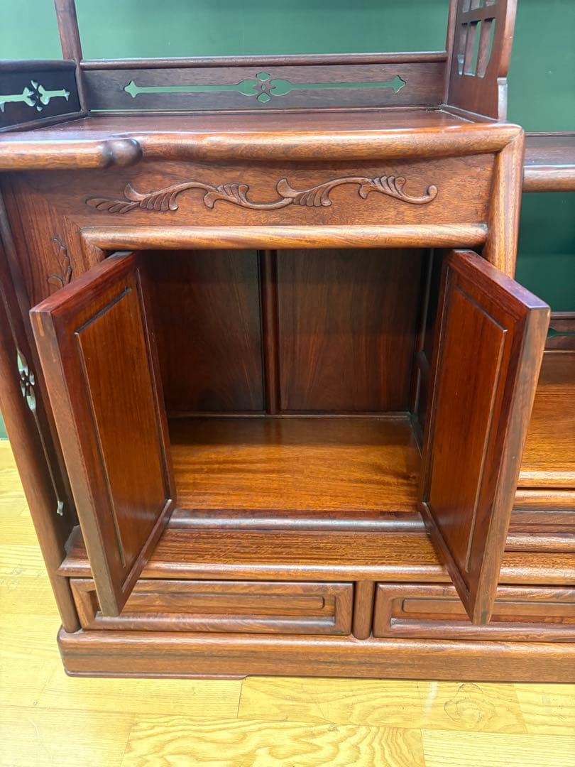 M132 茶タンス 幅1190mm 彫刻入り