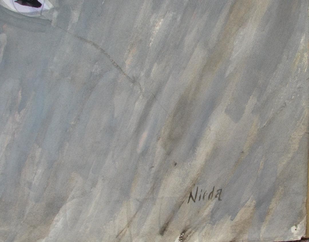 仁戸田秀吉「日輪と花」40号大,水彩,二科城北展出品作,茨城県近代美術館収蔵