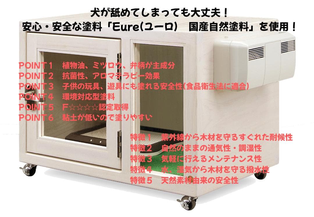新品未使用｜防音ケージ｜小型犬向け｜キャスター付き｜ヒノキ材｜001