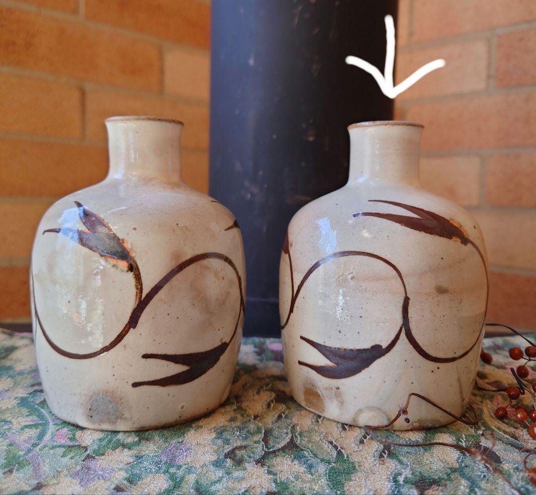 人間国宝　第十二代中里太郎右衛門　無庵　絵唐津鉄絵　砧　酒器　窯傷　箱無し